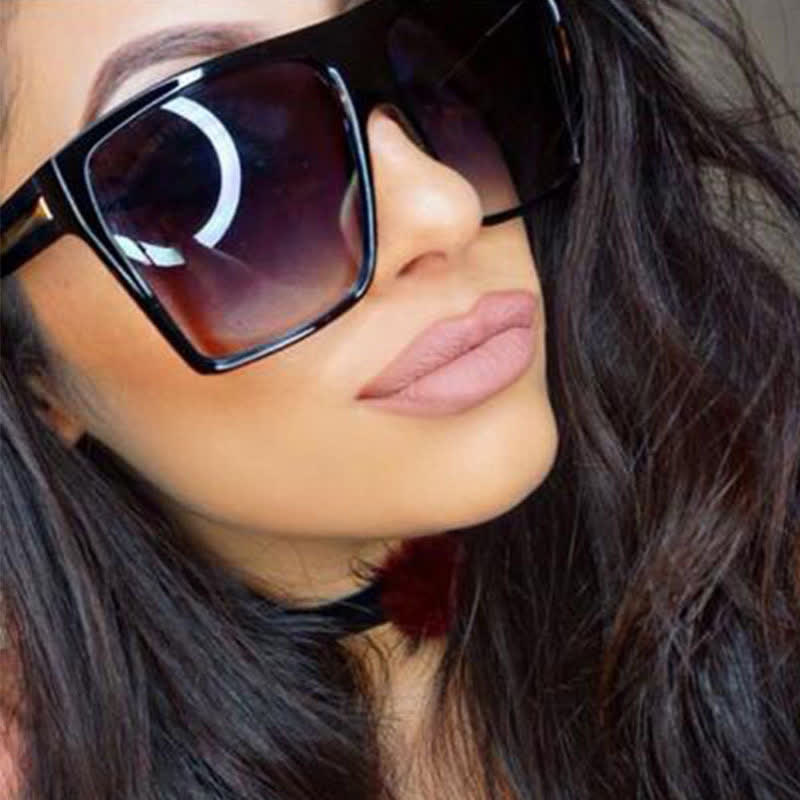 Flat Top Oversized Square Frame Fashion Sunglasses