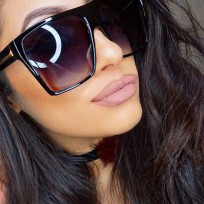Flat Top Oversized Square Frame Fashion Sunglasses