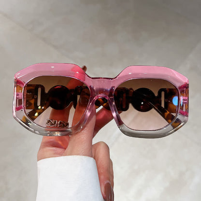 Trendy Geometric Thick Frame Sunglasses