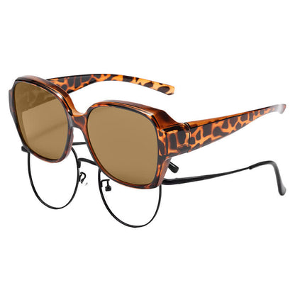 Square Frame Polarized Driving Sunglasses Fit Over Glasses for Nearsighted People