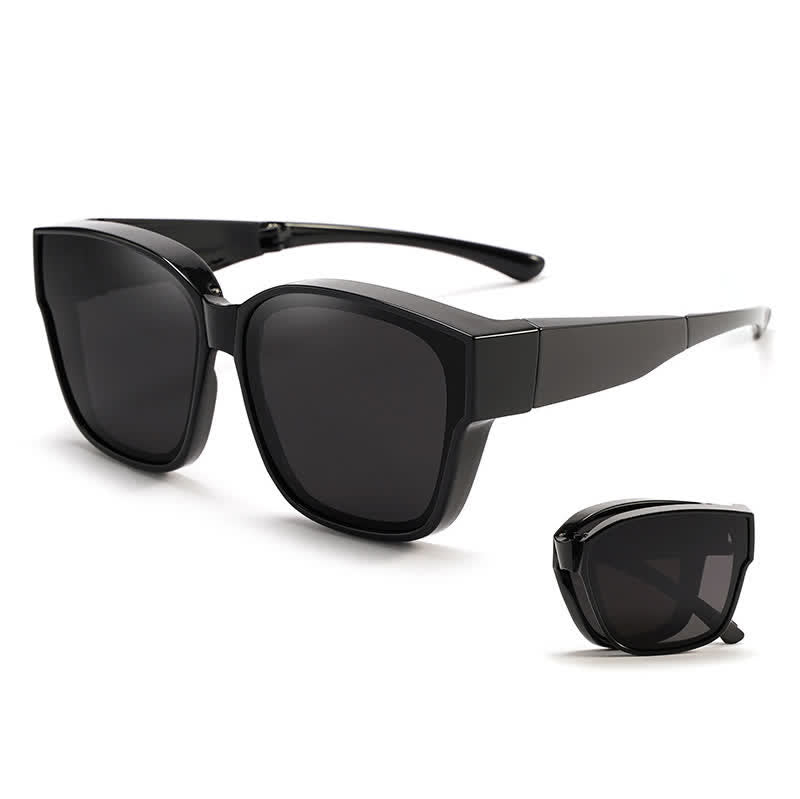 Fit Over Glasses Square Frame Foldable Polarized Sunglasses for Women Men