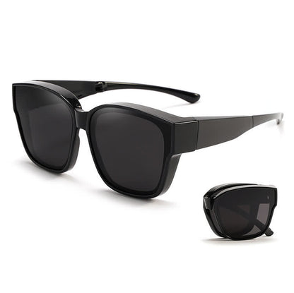 Fit Over Glasses Square Frame Foldable Polarized Sunglasses for Women Men