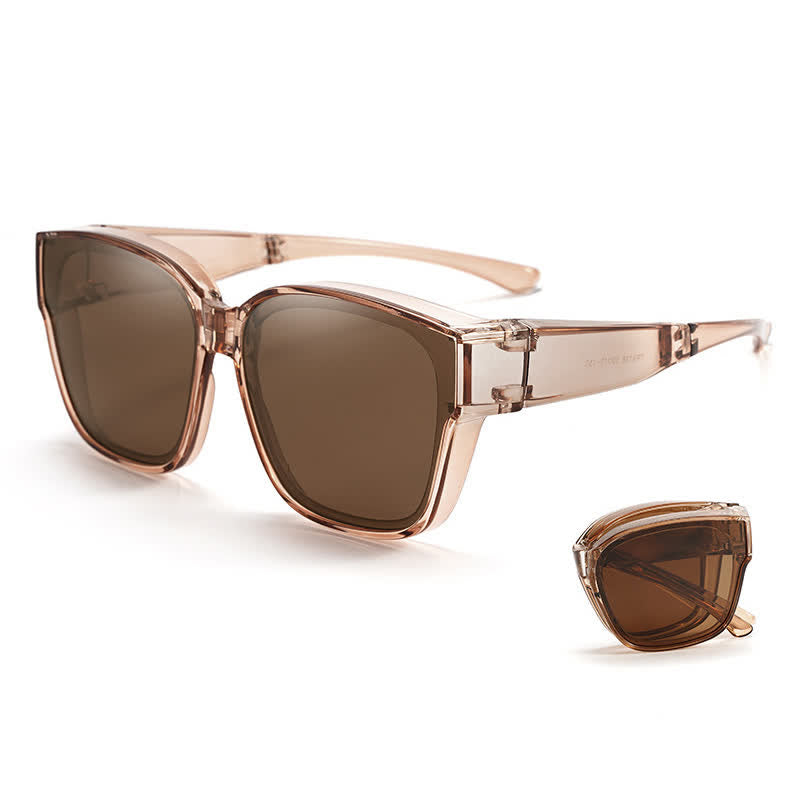 Fit Over Glasses Square Frame Foldable Polarized Sunglasses for Women Men