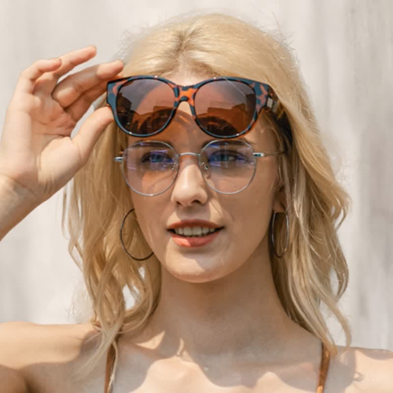 Polarized Round Frame Driving Sunglasses Fit Over Glasses for Women Men