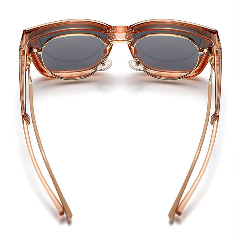 Fit Over Glasses Square Frame Foldable Sunglasses for Women Men