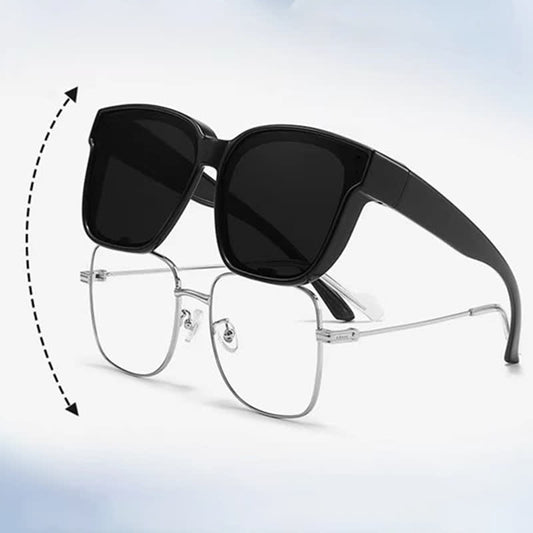Fit Over Glasses Square Frame Polarized Sunglasses for Women Men