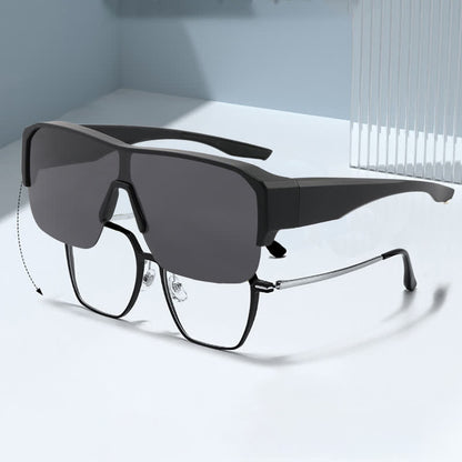 Fit Over Glasses Semi-Rimless Polarized Sunglasses for Sports&Driving