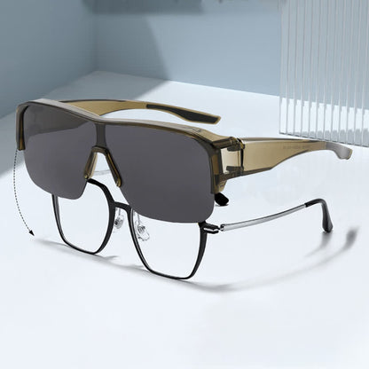 Fit Over Glasses Semi-Rimless Polarized Sunglasses for Sports&Driving