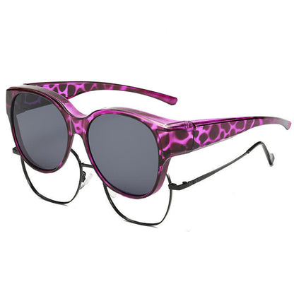 Polarized Round Frame Driving Sunglasses Fit Over Glasses for Women Men