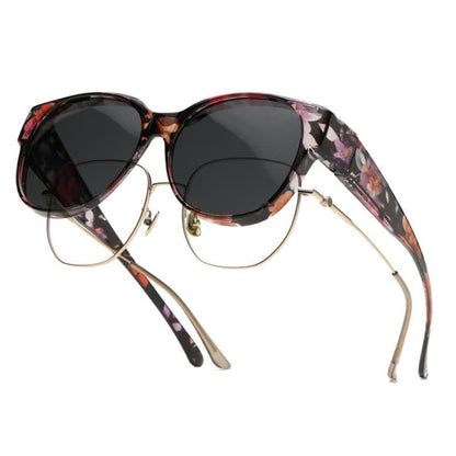 Fit Over Glasses Floral Frame Polarized Sunglasses for Driving