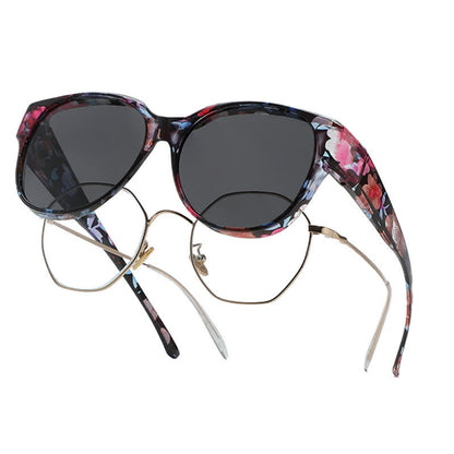 Fit Over Glasses Floral Frame Polarized Sunglasses for Driving