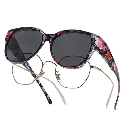 Fit Over Glasses Floral Frame Polarized Sunglasses for Driving