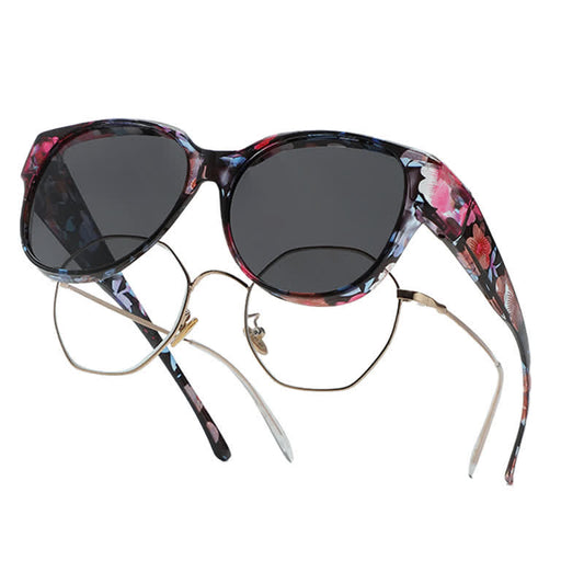 Fit Over Glasses Floral Frame Polarized Sunglasses for Driving