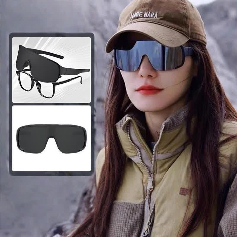 Fit Over Glasses One-piece Sunglasses for Sports&Climbing