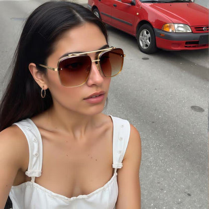 Double Bridges Unisex Aviator Sunglasses