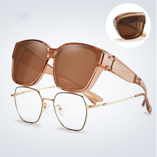 Fit Over Glasses Square Frame Foldable Polarized Sunglasses for Women Men