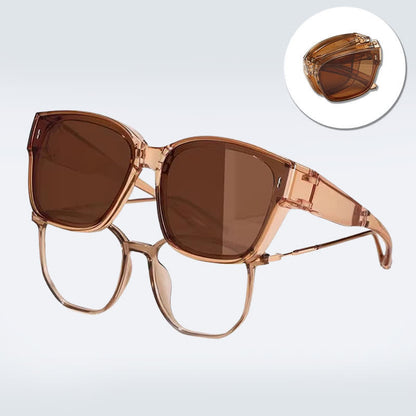 Fit Over Glasses Square Frame Foldable Sunglasses for Women Men