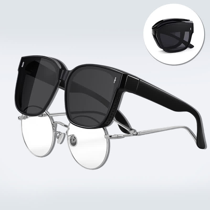 Fit Over Glasses Square Frame Foldable Sunglasses for Women Men