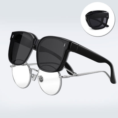 Fit Over Glasses Square Frame Foldable Sunglasses for Women Men