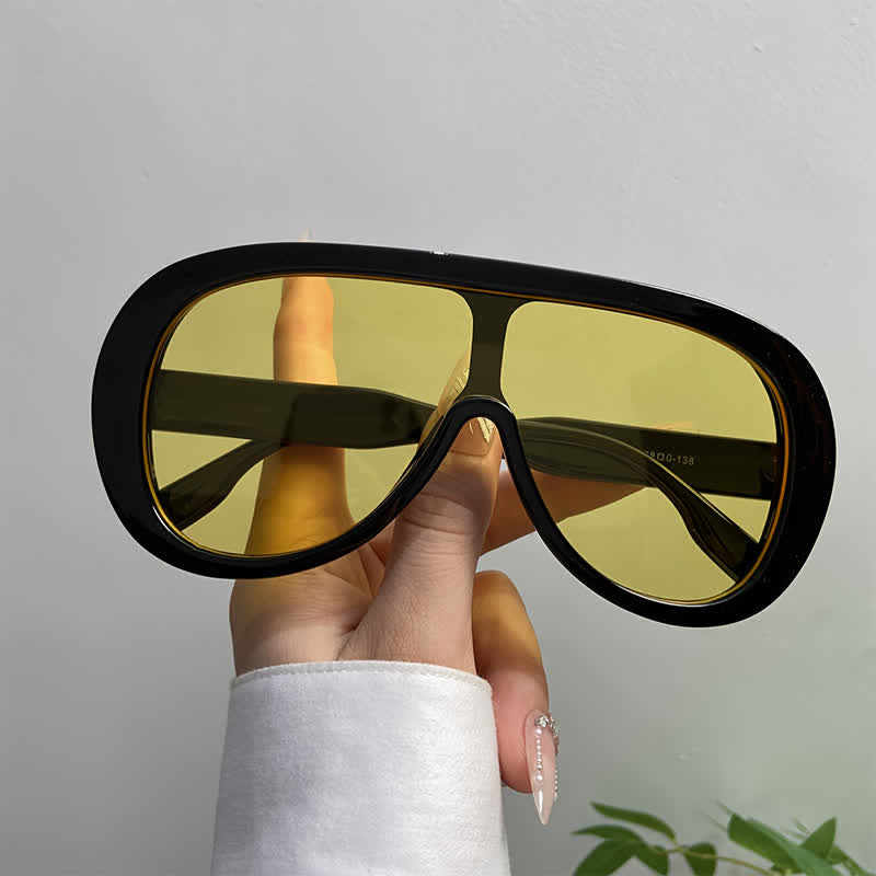 Unisex Oversized One-piece Frame Aviator Sunglasses