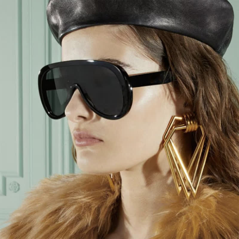 Unisex Oversized One-piece Frame Aviator Sunglasses