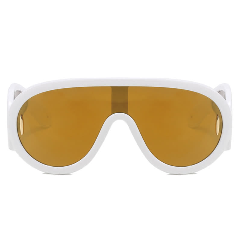 Steampunk One-piece Frame Oversized Mirrored Sunglasses
