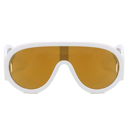 Steampunk One-piece Frame Oversized Mirrored Sunglasses