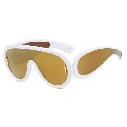 Steampunk One-piece Frame Oversized Mirrored Sunglasses