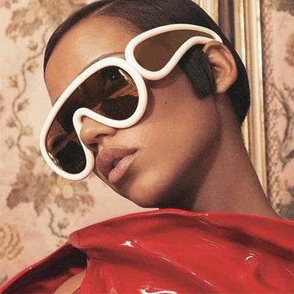Steampunk One-piece Frame Oversized Mirrored Sunglasses