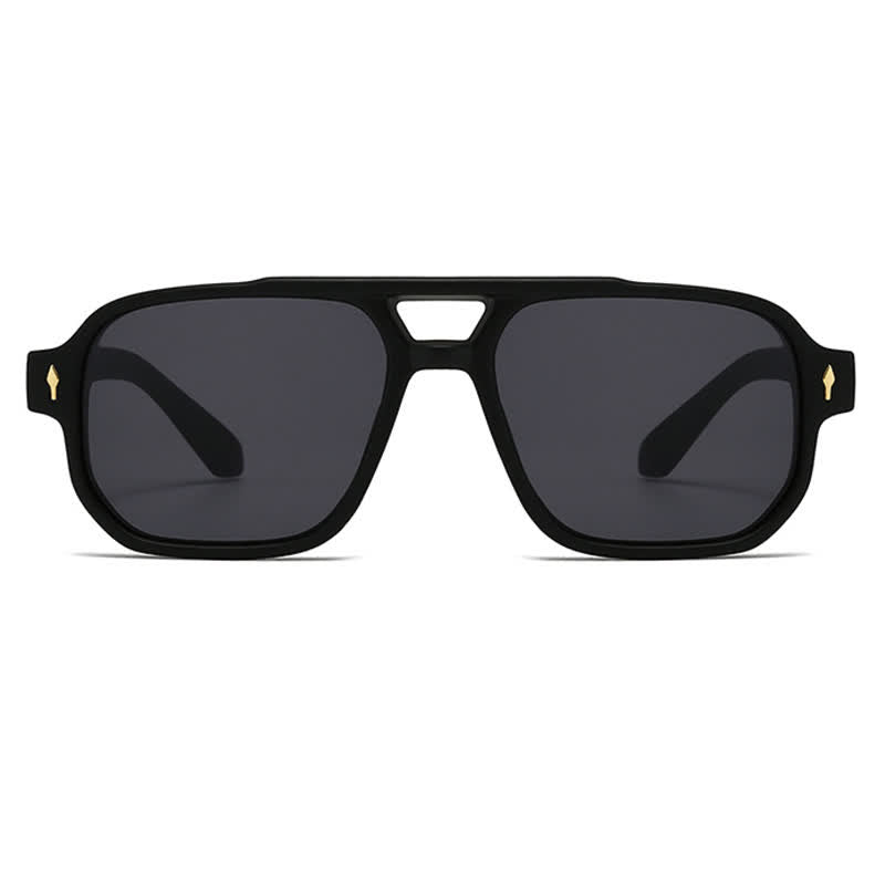 Square Frame Double Bridges Vintage Arrow Sunglasses