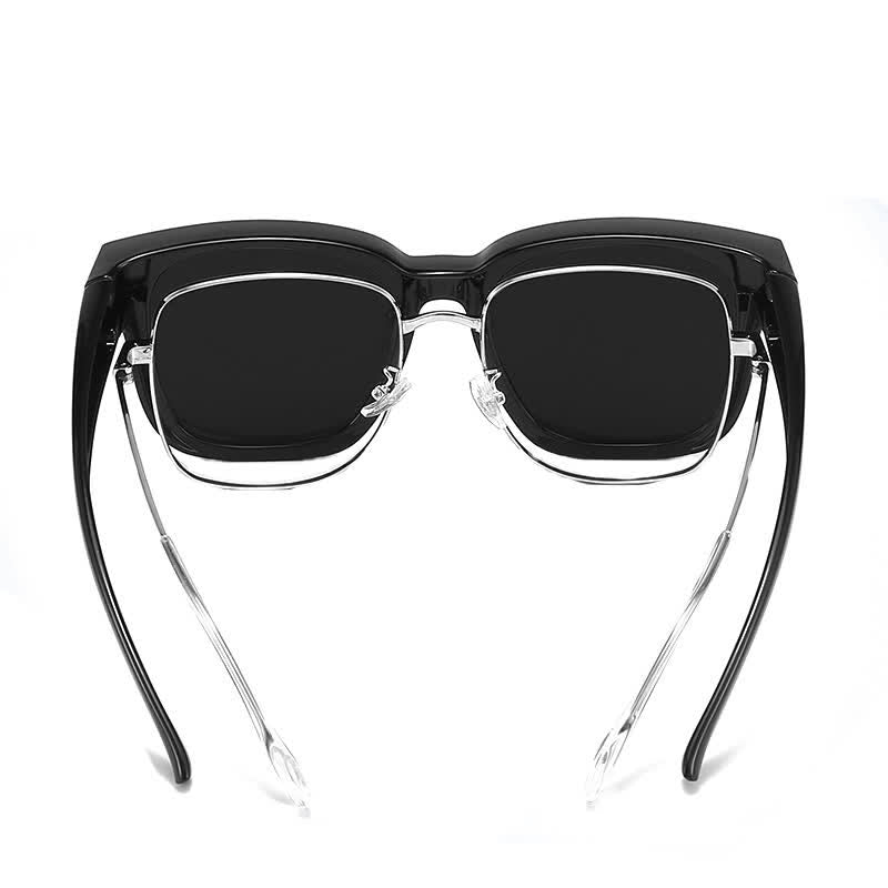 Fit Over Glasses Square Frame Classic Polarized Sunglasses for Women Men