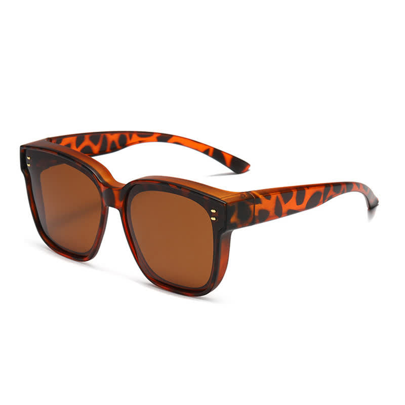 Fit Over Glasses Square Frame Polarized Sunglasses for Women Men