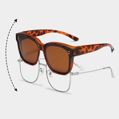 Fit Over Glasses Square Frame Polarized Sunglasses for Women Men