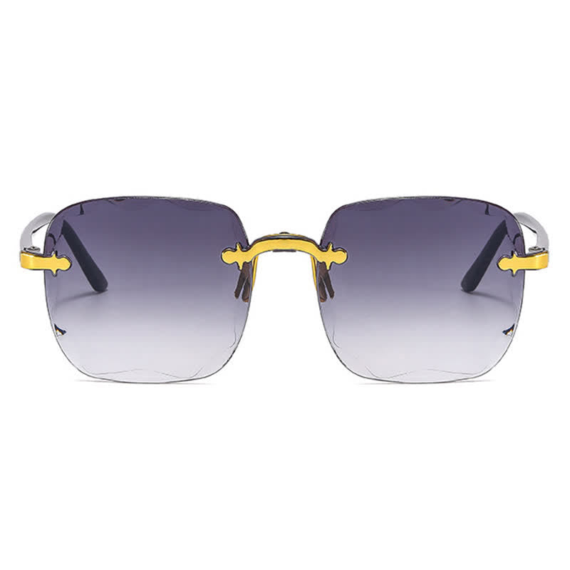 Square Frame Oversized Trendy Rimless Sunglasses