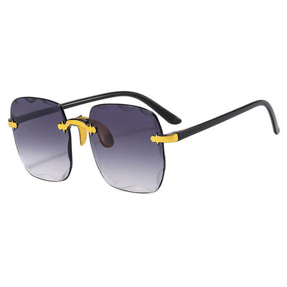 Square Frame Oversized Trendy Rimless Sunglasses