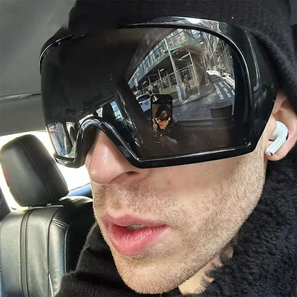 One-piece Lens Oversized Wrap Around Futuristic Sunglasses For Outdoor Sports