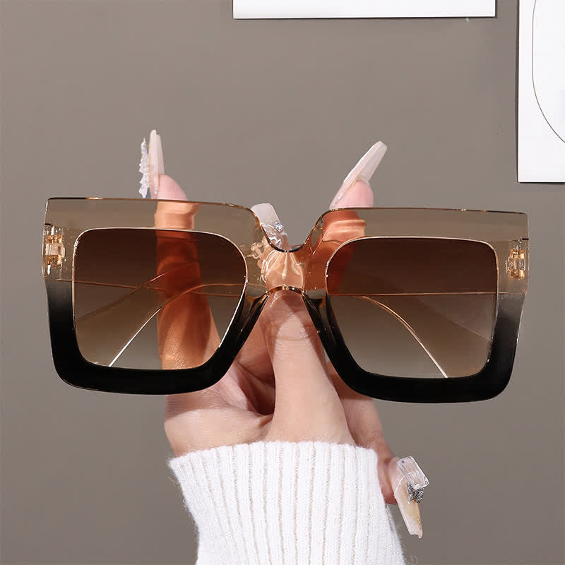 Oversized Square Frame Fashion Thick Sunglasses