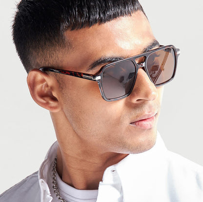 Square Frame Double Bridges Classic Sunglasses