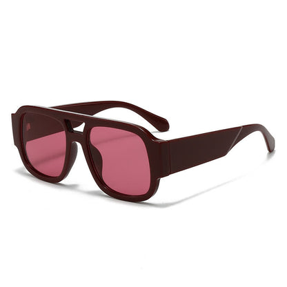Square Frame Double Bridges Classic Thick Sunglasses