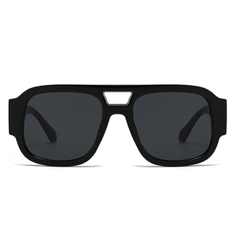 Square Frame Double Bridges Classic Thick Sunglasses