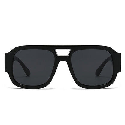 Square Frame Double Bridges Classic Thick Sunglasses