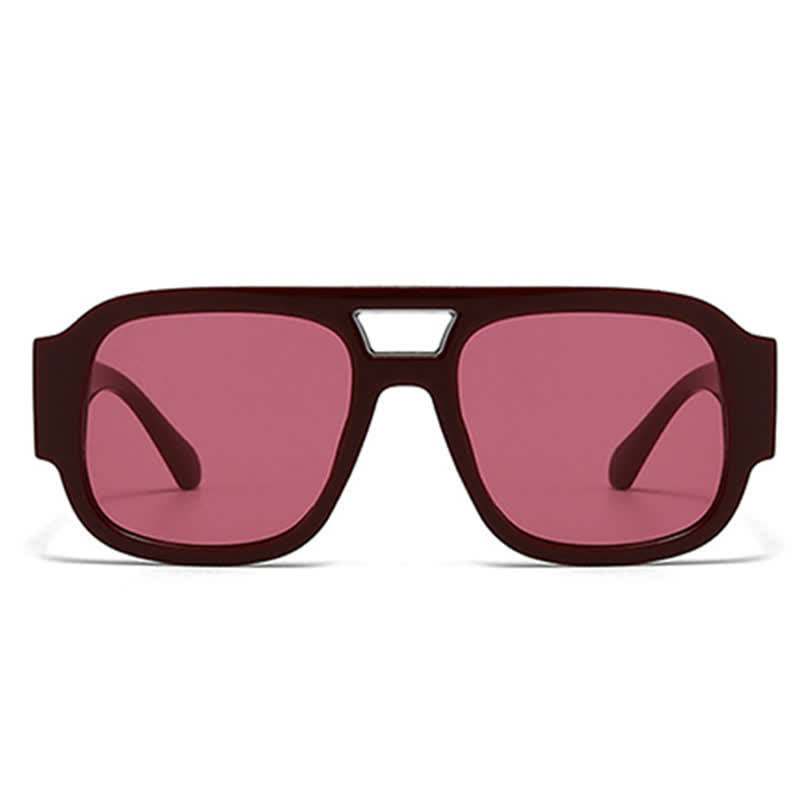 Square Frame Double Bridges Classic Thick Sunglasses