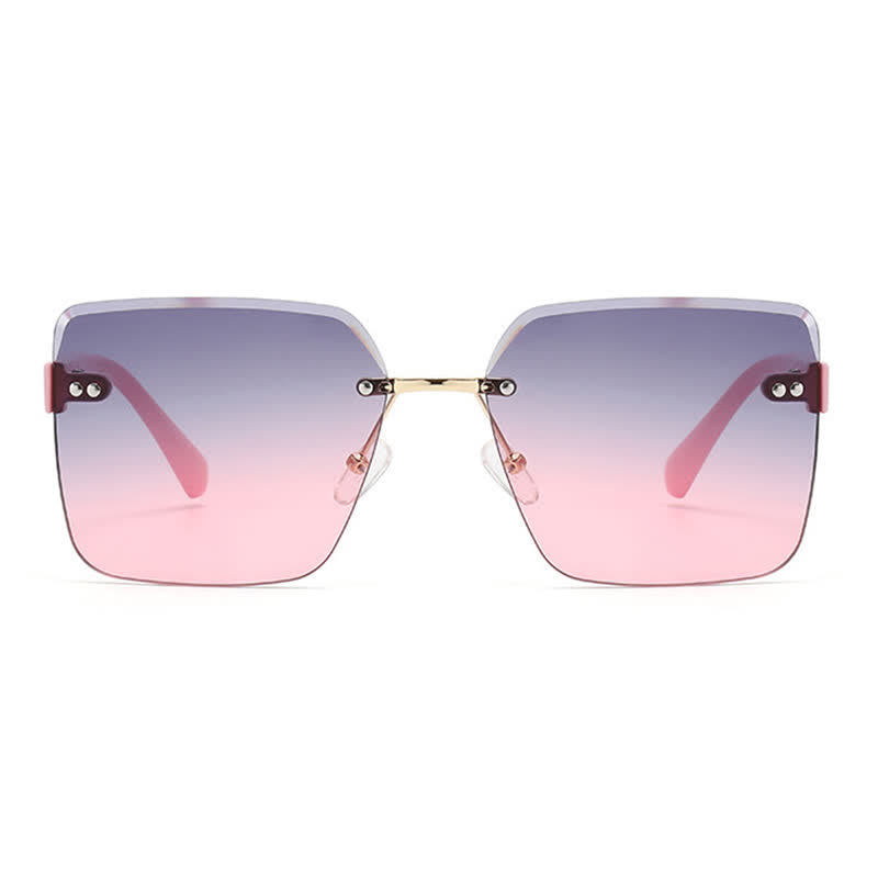 Oversized Square Frame Hipster Rimless Sunglasses