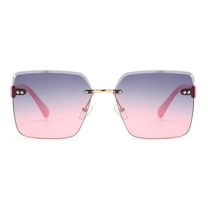 Oversized Square Frame Hipster Rimless Sunglasses