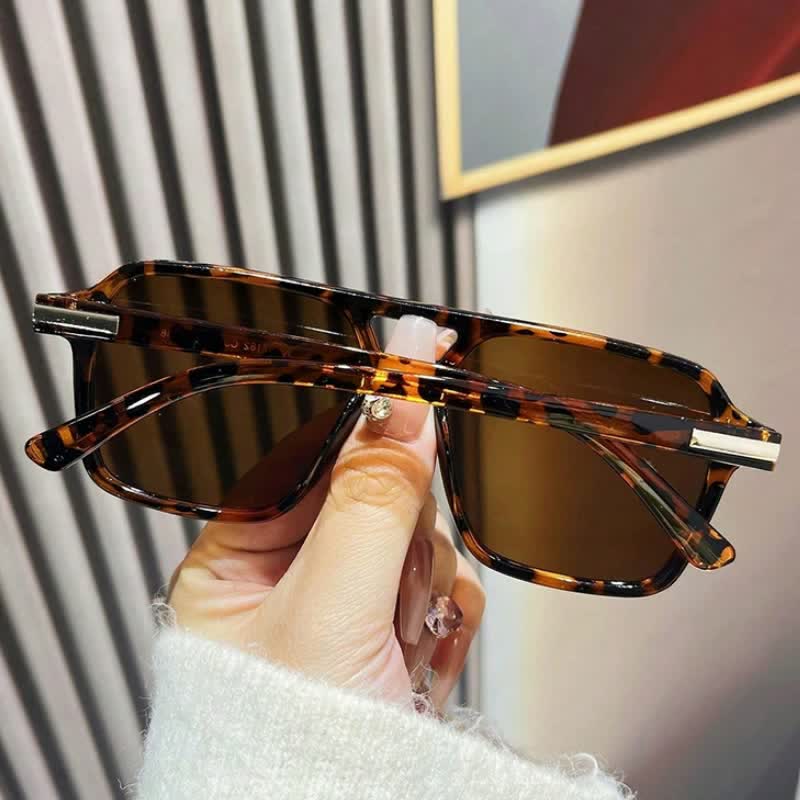 Square Frame Double Bridges Classic Sunglasses