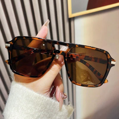 Square Frame Double Bridges Classic Sunglasses