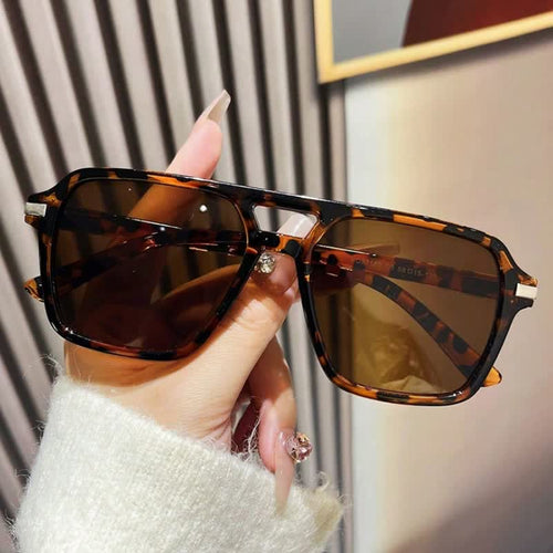 Square Frame Double Bridges Classic Sunglasses