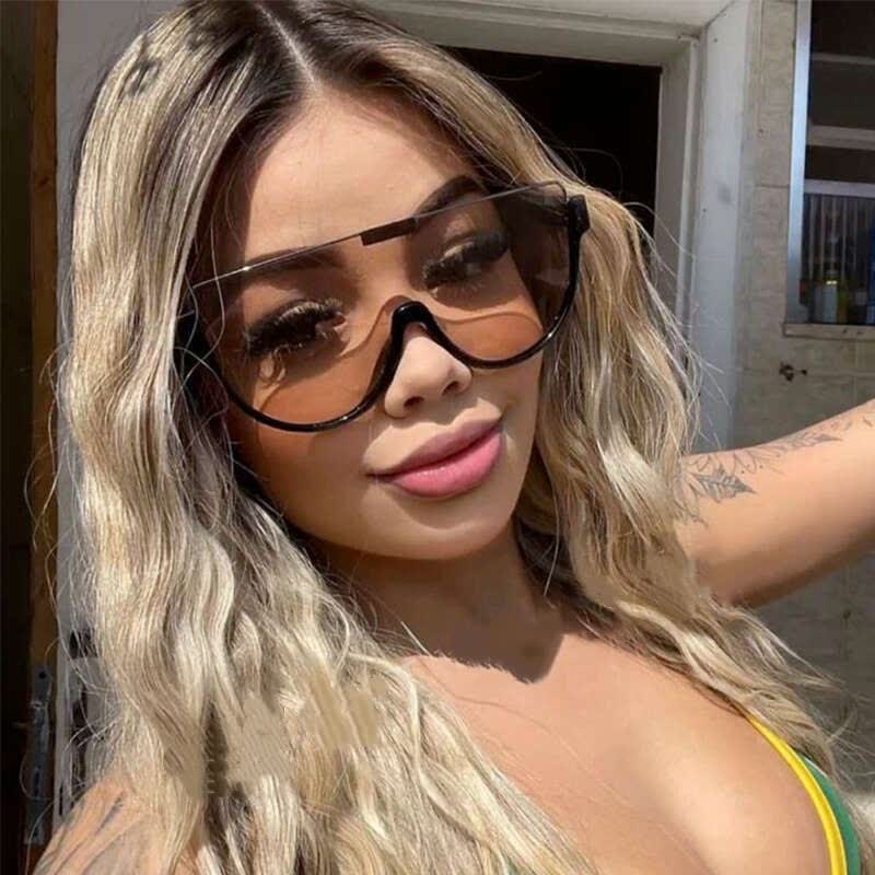 Oversized Frame Semi-Rimless Aviator Sunglasses