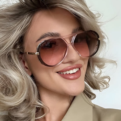 Double Bridges Tortoiseshell Oval Frame Sunglasses