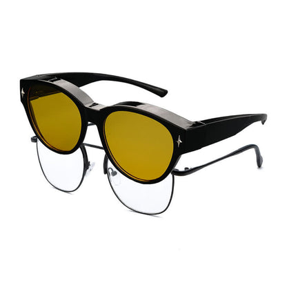 Fit Over Glasses Cat-Eye Star Decor Polarized Sunglasses